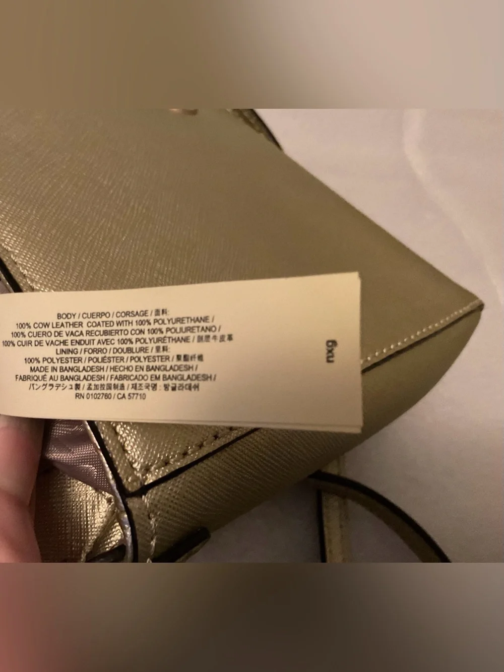 Kate Spade New York Metallic Champagne Gold Saffiano Leather Crossbody Bag